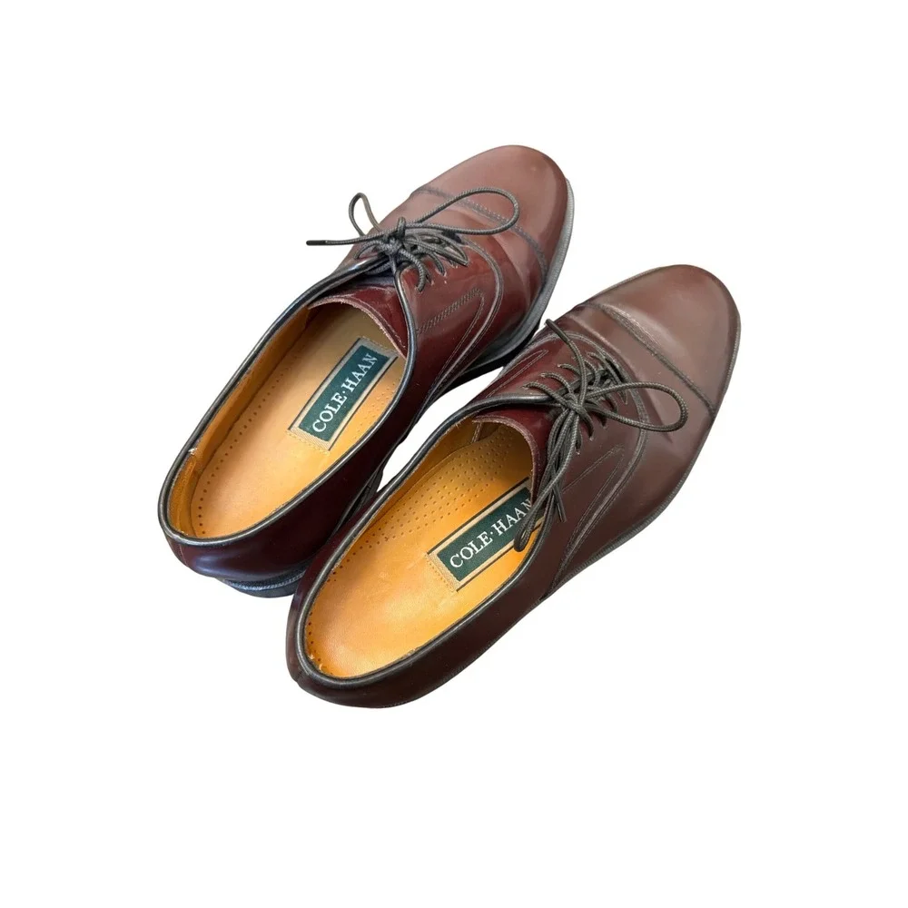 Cole Haan‎ Mens 8 D Burgundy Leather Cap Toe Oxford Dress Shoes